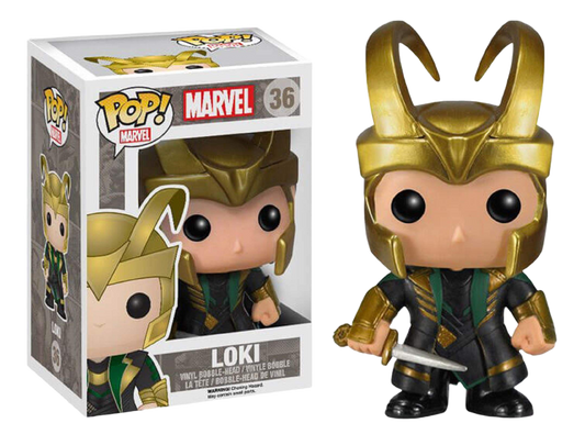 FUNKO POP! Vinyl Bobble-Head Marvel RARE #36 Loki (Helmeted) [VAULTED]