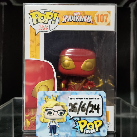 FUNKO POP! Vinyl Bobble-Head Marvel RARE Spider-Man #107 Iron Spider [Walgreens (Stickerless)] [VAULTED]