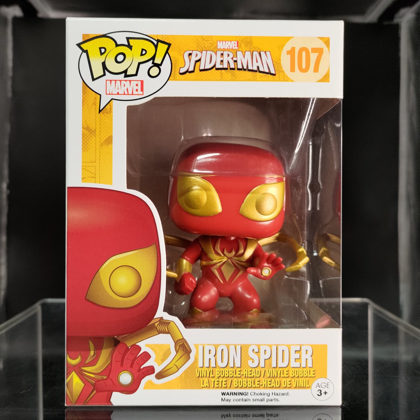 FUNKO POP! Vinyl Bobble-Head Marvel RARE Spider-Man #107 Iron Spider [Walgreens (Stickerless)] [VAULTED]