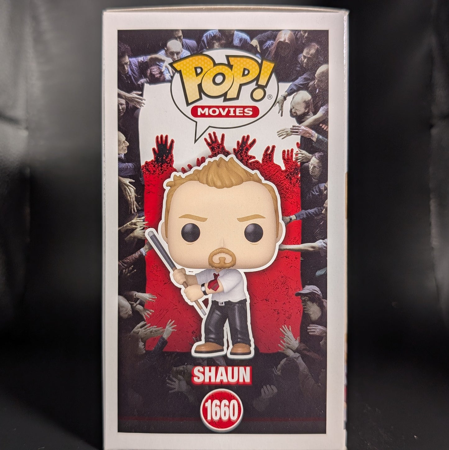 FUNKO POP! Vinyl Movies RARE Shaun Of The Dead #1660 Shaun (with Pool Cue) (Bloody) [Funko Specialty Series | Chase] [VAULTED]