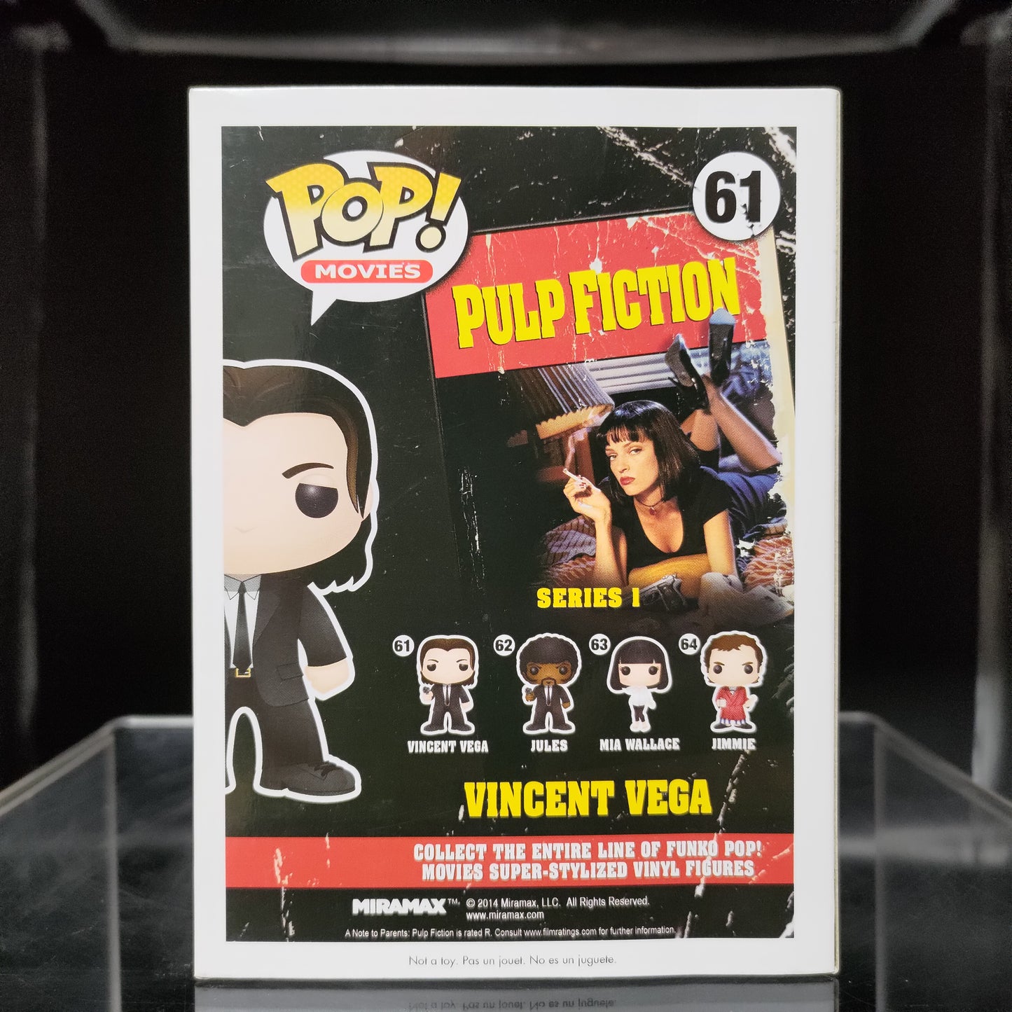 FUNKO POP! Vinyl Movies RARE Pulp Fiction #61 Vincent Vega (Bloody) [SDCC (Stickerless)] [VAULTED]