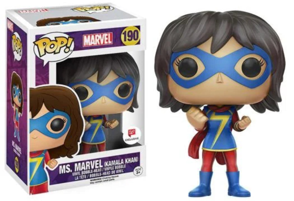 FUNKO POP! Vinyl Bobble-Head Marvel RARE #190 Ms. Marvel (Kamala Khan) [Walgreens (Stickerless)] [VAULTED]