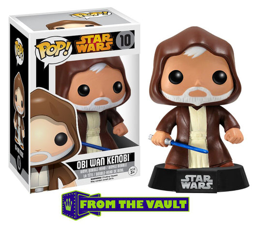 FUNKO POP! Vinyl Bobble-Head Star Wars RARE #10 Obi-Wan Kenobi (Vault Edition - Black Box) [VAULTED]