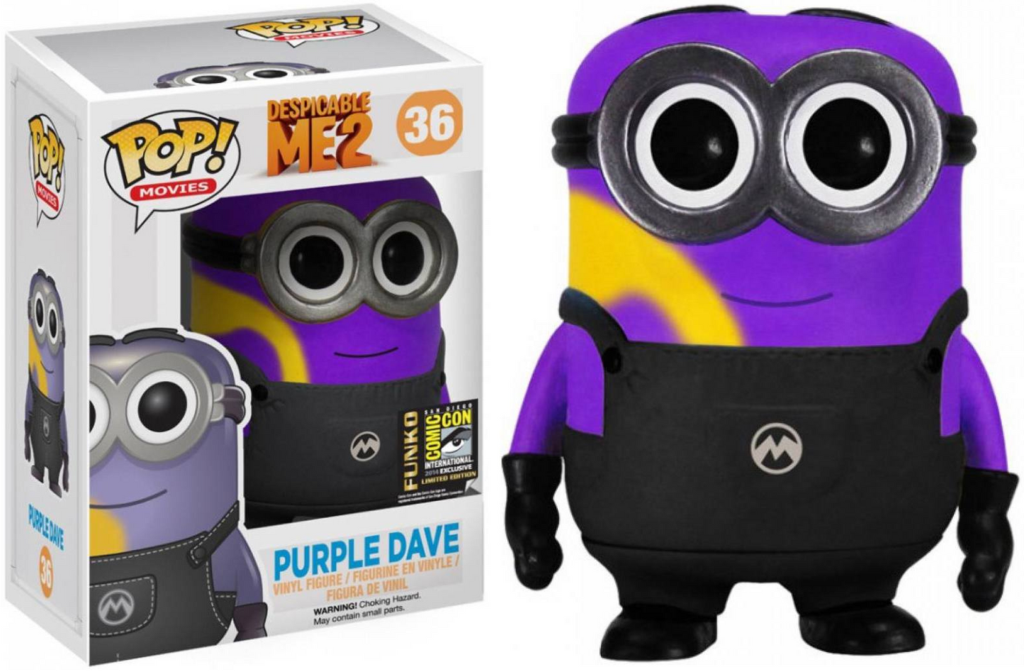 FUNKO POP! Vinyl Movies RARE Despicable Me 2 #36 Purple Dave [Summer Convention (Stickerless)] [VAULTED]