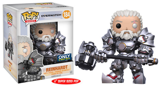 FUNKO POP! Vinyl Games RARE Overwatch #184 Reinhardt (6in Super) (No Helmet) [Best Buy (Stickerless)] [VAULTED]