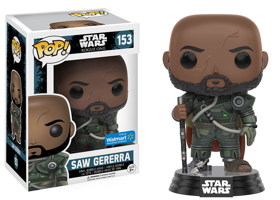 FUNKO POP! Vinyl Bobble-Head RARE Star Wars Rogue One #153 Saw Gerrera [Walmart (Stickerless)] [VAULTED]