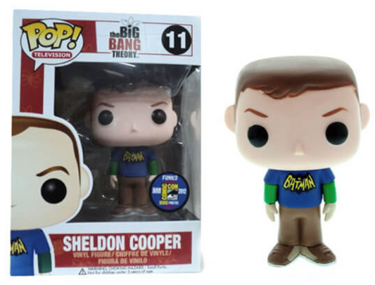 FUNKO POP! Vinyl Television RARE The Big Bang Theory #11 Sheldon Cooper (Batman Shirt) [2012 SDCC (Stickerless)] [VAULTED]