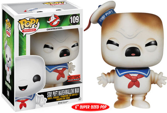 FUNKO POP! Vinyl Movies RARE Ghostbusters #109 Stay Puft Marshmallow Man (Toasted) (6in Super) [Hot Topic (Stickerless)] [VAULTED]