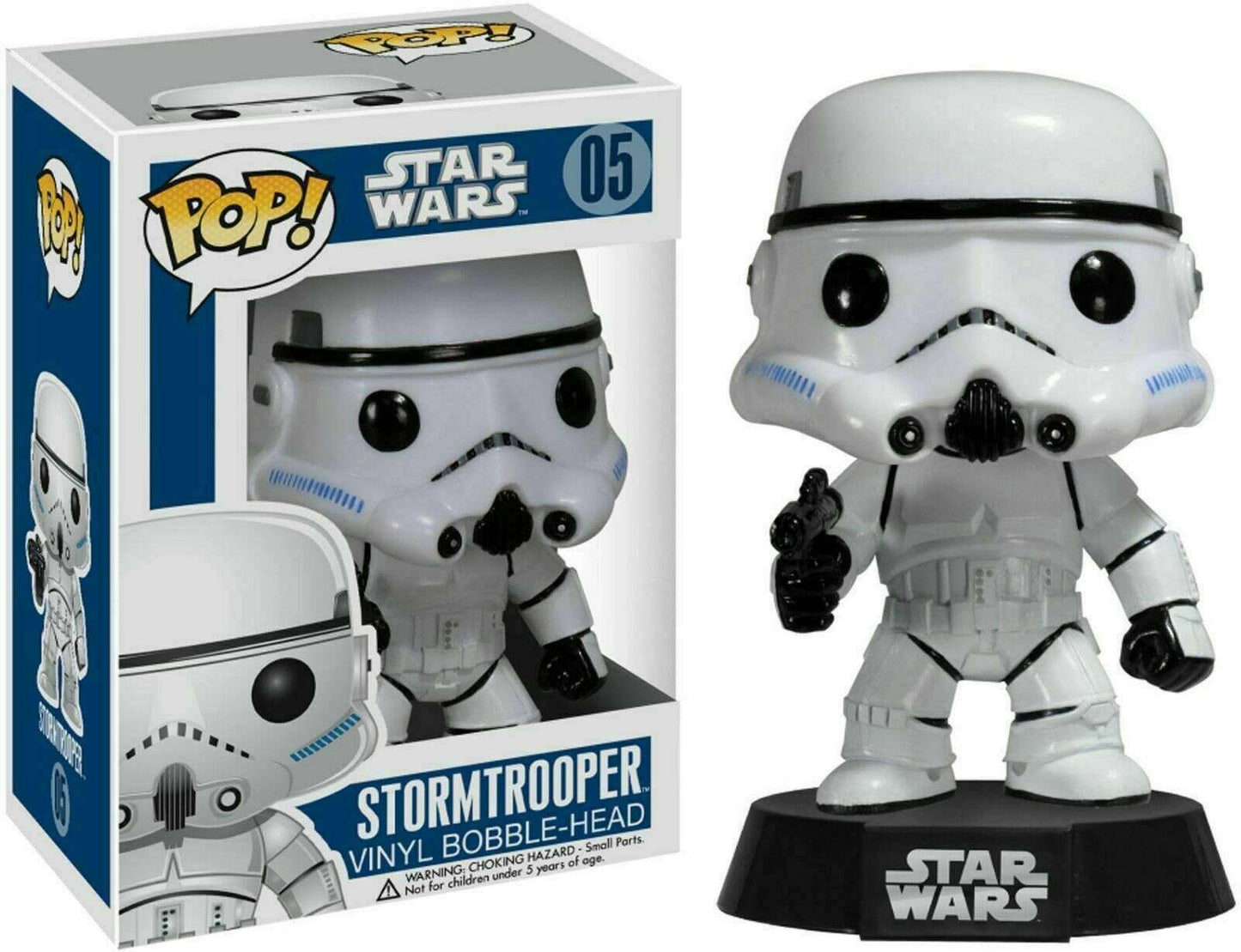 FUNKO POP! Vinyl Bobble-Head Star Wars RARE #05 Stormtrooper (1st Release - Blue Box, Large Font) [VAULTED]