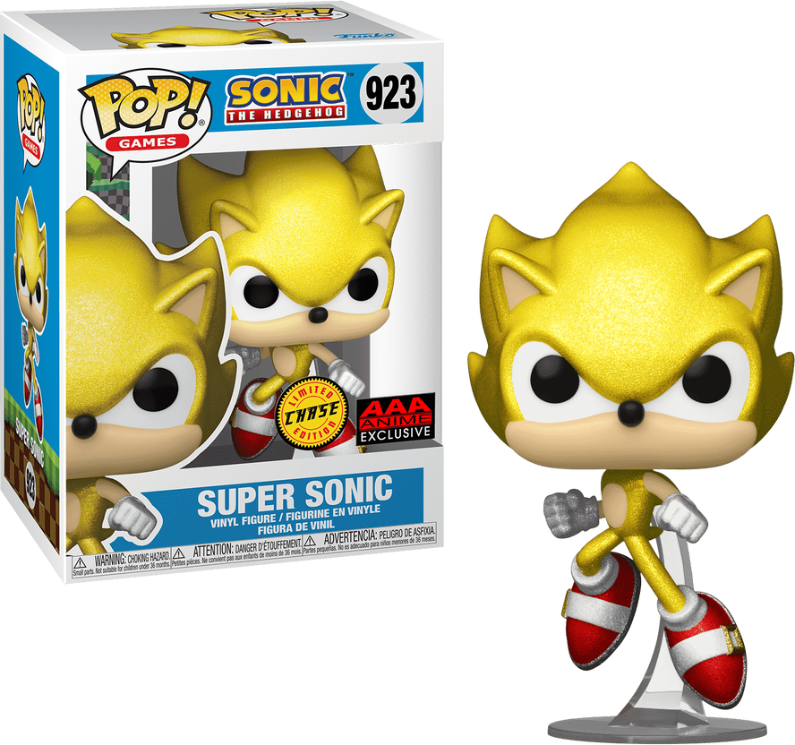 FUNKO POP! Vinyl RARE Sonic The Hedgehog #923 Super Sonic (Golden Glitter + Jumping) [Funko Special Edition | Chase] [VAULTED]