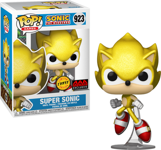 FUNKO POP! Vinyl RARE Sonic The Hedgehog #923 Super Sonic (Golden Glitter + Jumping) [Funko Special Edition | Chase] [VAULTED]