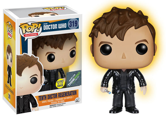 FUNKO POP! Vinyl Television RARE Doctor Who #319 Tenth Doctor (Regeneration) (GITD) [ThinkGeek (Stickerless)] [VAULTED]