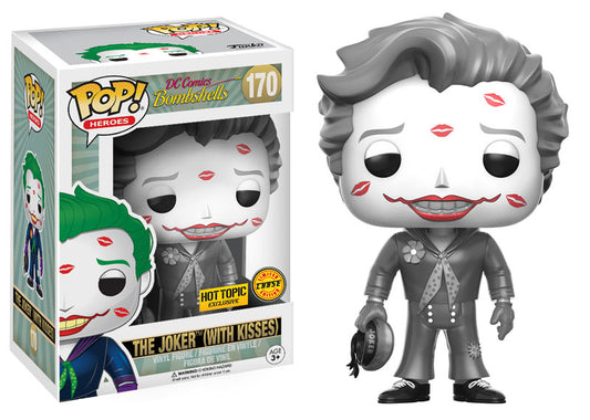 FUNKO POP! Vinyl Heroes RARE DC Comics Bombshells #170 The Joker (with Kisses) (Black & White) [Chase | Hot Topic (Stickerless)] [VAULTED]