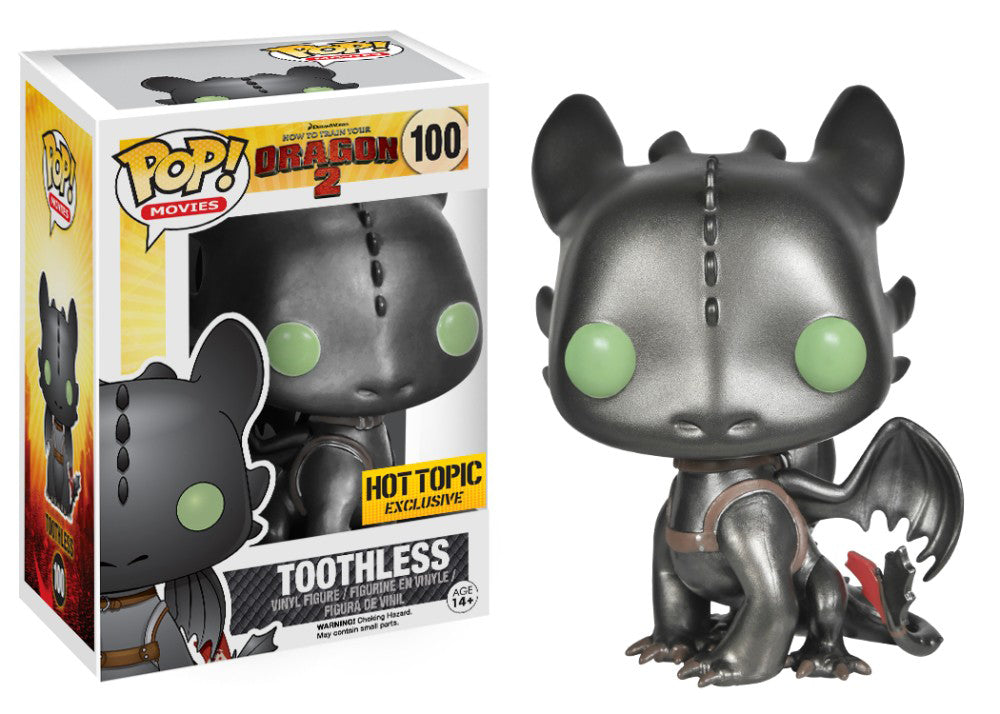 FUNKO POP! Vinyl Movies RARE How To Train Your Dragon 2 #100 Toothless (Metallic) [Hot Topic (Stickerless)] [VAULTED]