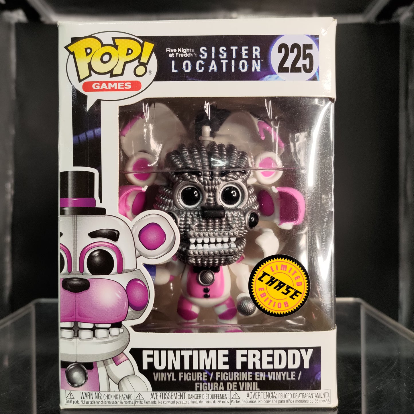 FUNKO POP! Vinyl Games RARE FNAF: Sister Location #225 Funtime Freddy (Jumpscare) [Chase] [VAULTED]