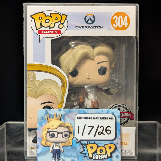 FUNKO POP! Vinyl Games RARE Overwatch #304 Mercy (Glitter) [Funko Diamond Collection | Funko Special Edition] [VAULTED]
