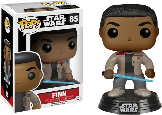 FUNKO POP! Vinyl Bobble-Head Star Wars RARE #85 Finn (w/Lightsaber) [Barnes & Noble (Stickerless)] [VAULTED]