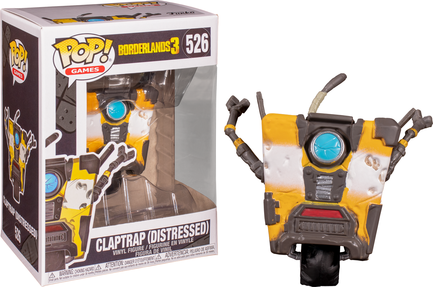 FUNKO POP! Vinyl Games RARE Borderlands 3 #526 Claptrap (Distressed) [VAULTED]