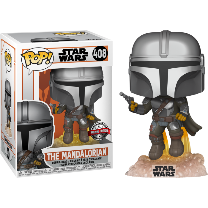 FUNKO POP! Bobble-Head Star Wars RARE #408 The Mandalorian (Flying - Jetpack Blast) [Funko Special Edition] [VAULTED]