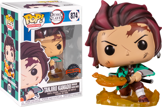 FUNKO POP! Vinyl Animation RARE Demon Slayer #874 Tanjiro Kamado (Hinokami Kagura Dance) (GITD) [Funko Special Edition | Chase] [VAULTED]