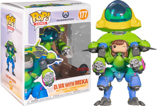 FUNKO POP! Vinyl Games RARE Overwatch #177 D.Va with MEKA (6in Super) (Green) [Funko Special Edition] [VAULTED]