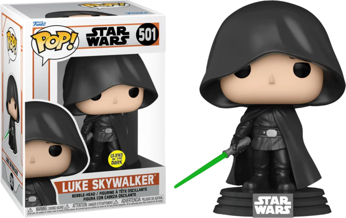 FUNKO POP! Bobble-Head Star Wars RARE #501 Luke Skywalker (Hooded - GITD) [Funko Special Edition] [VAULTED]