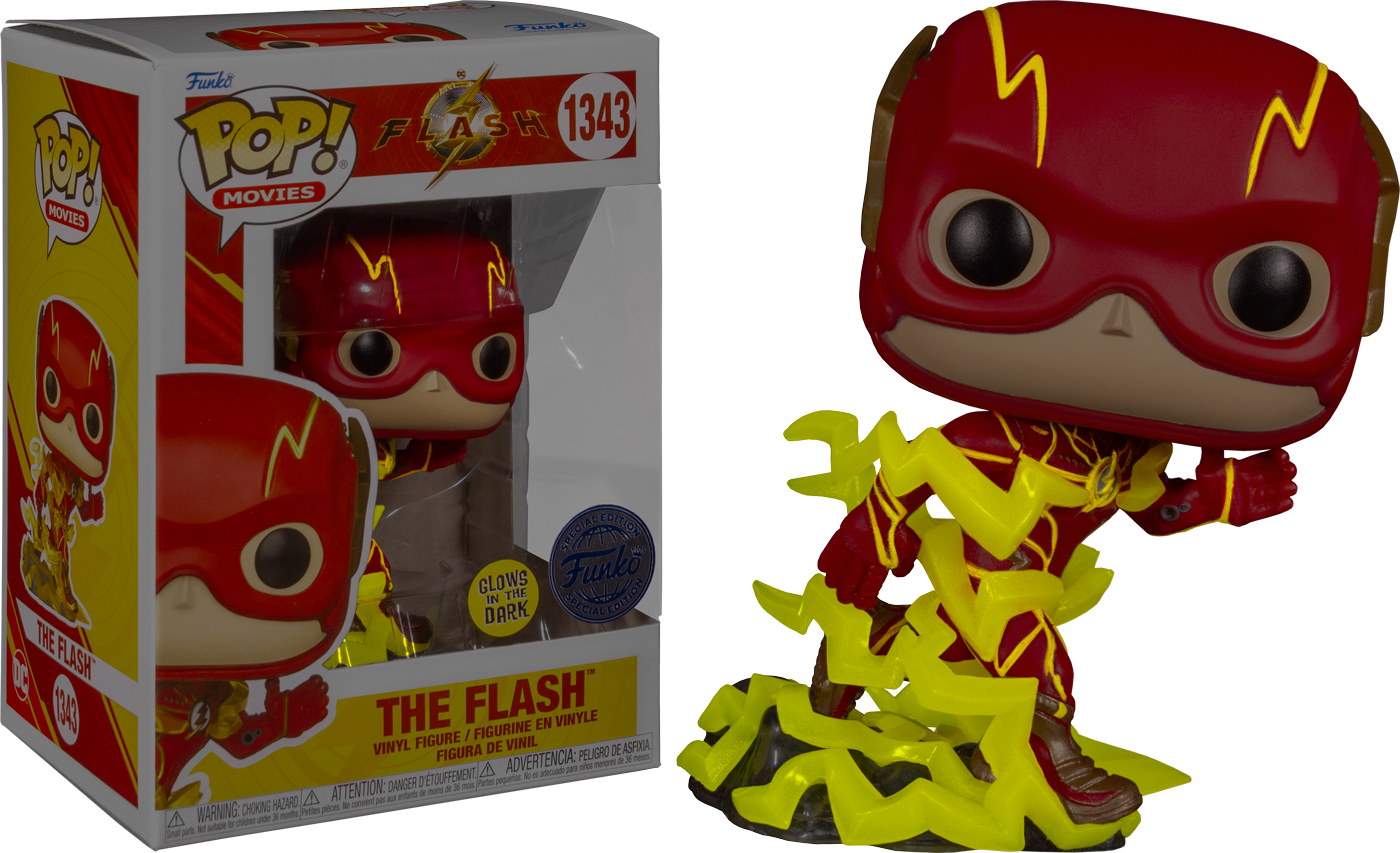 FUNKO POP! Vinyl Movies RARE The Flash #1343 The Flash (Running) (GITD) [Funko Special Edition] [VAULTED]