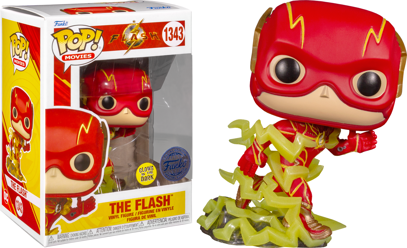 FUNKO POP! Vinyl Movies RARE The Flash #1343 The Flash (Running) (GITD) [Funko Special Edition] [VAULTED]