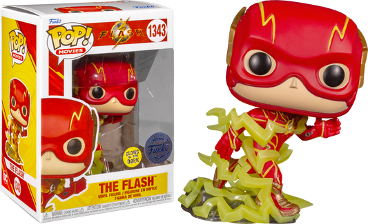 FUNKO POP! Vinyl Movies RARE The Flash #1343 The Flash (Running) (GITD) [Funko Special Edition] [VAULTED]