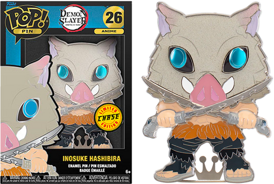 FUNKO POP! Enamel Pin Anime RARE Demon Slayer #26 Inosuke Hashibira (GITD Eyes | Flocked) (Pin) [Chase] [VAULTED]