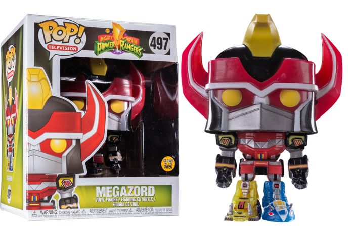 FUNKO POP! Vinyl Television RARE Mighty Morphin Power Rangers #497 Megazord (6in Super) (GITD) [Entertainment Earth (Stickerless)] [VAULTED]