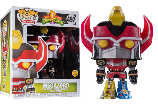 FUNKO POP! Vinyl Television RARE Mighty Morphin Power Rangers #497 Megazord (6in Super) (GITD) [Entertainment Earth (Stickerless)] [VAULTED]