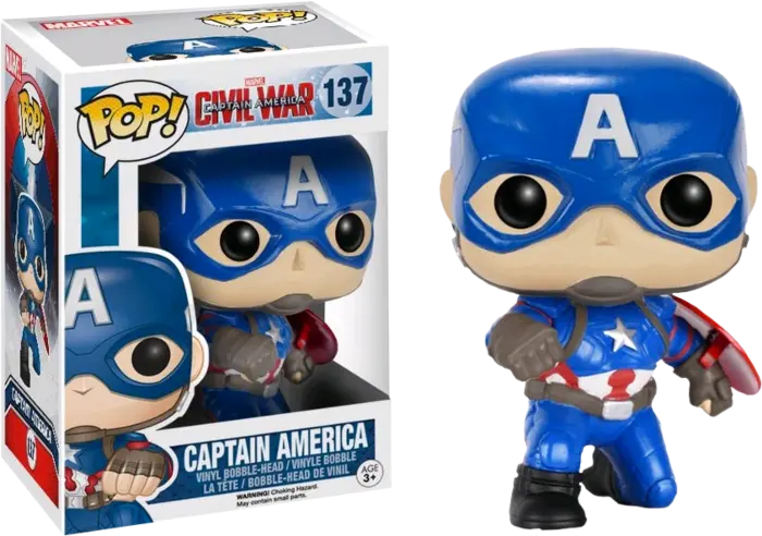 FUNKO POP! Vinyl Marvel RARE Captain America Civil War #137 Captain America (Civil War) (Action Pose) [GameStop (Stickerless)] [VAULTED]