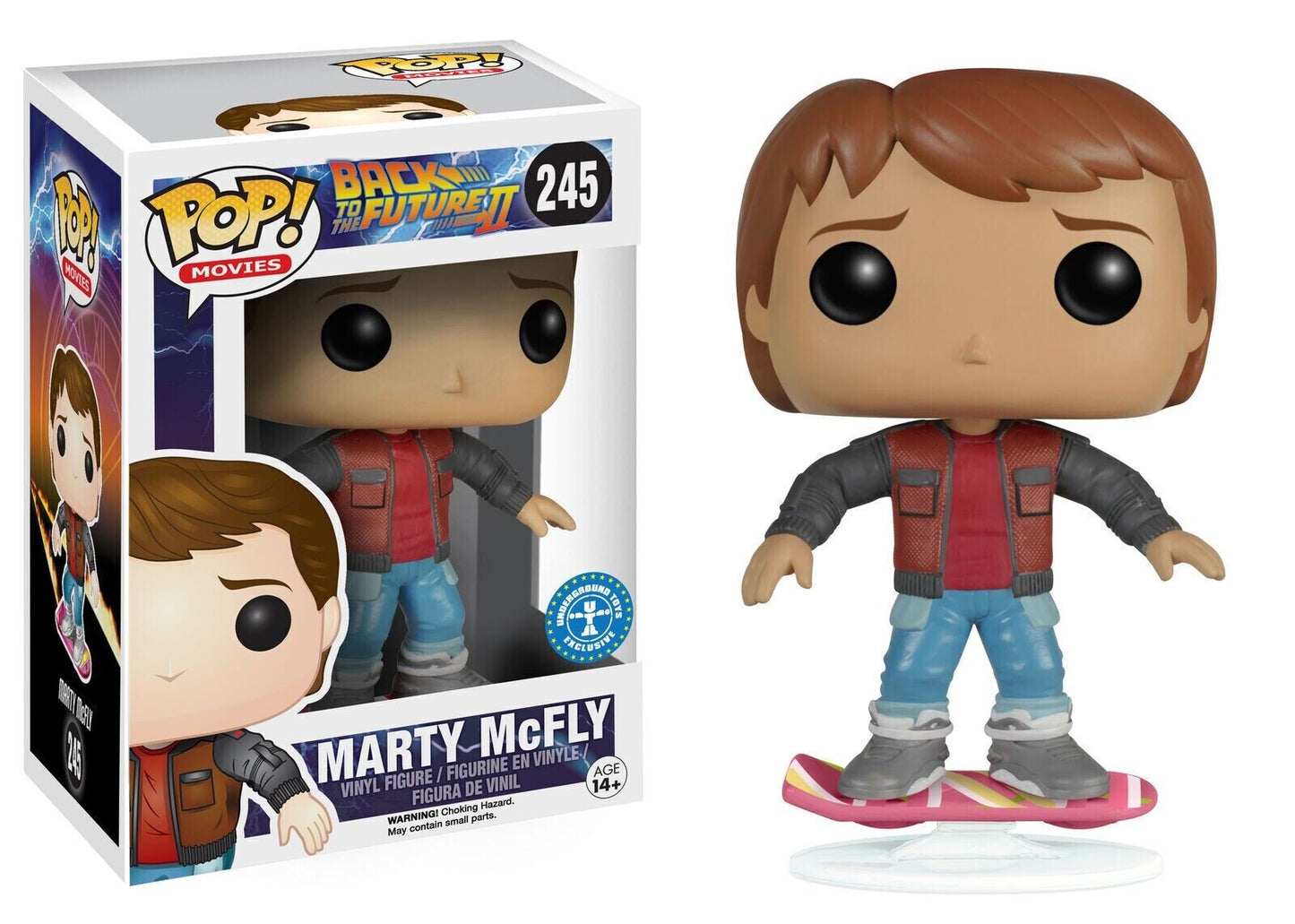 FUNKO POP! Vinyl Movies RARE Back To The Future II #245 Marty McFly (Hoverboard) [Underground Toys (Stickerless)] [VAULTED]