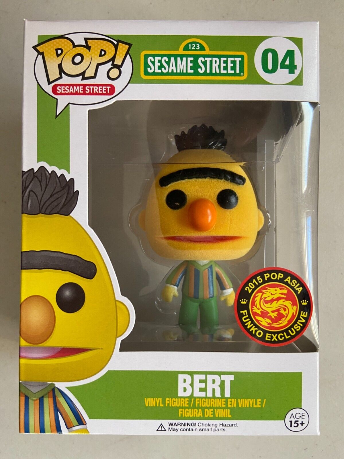 FUNKO POP! Vinyl Sesame Street RARE Sesame Street #04 Bert (Flocked) [Pop Asia Exclusive] [VAULTED]