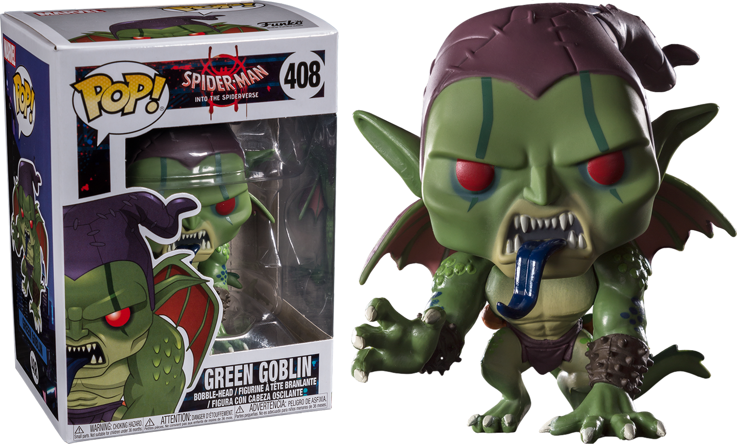 FUNKO POP! Bobble-Head Marvel RARE Spider-Man Into The Spiderverse #408 Green Goblin (Into the Spider-Verse) [VAULTED]