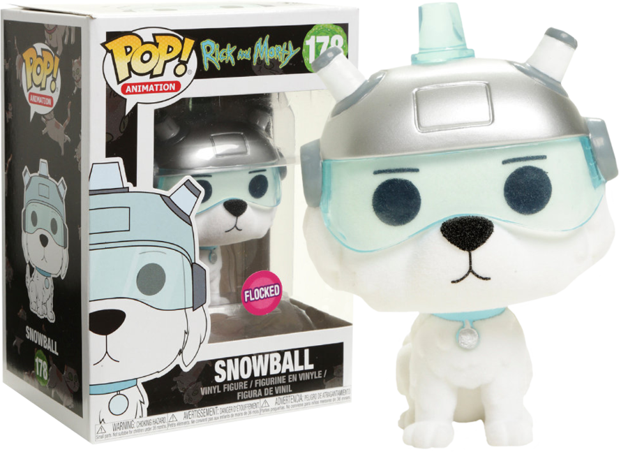 FUNKO POP! Vinyl Animation RARE Rick and Morty #178 Snowball (Flocked) Exclusive Stickerless [VAULTED]