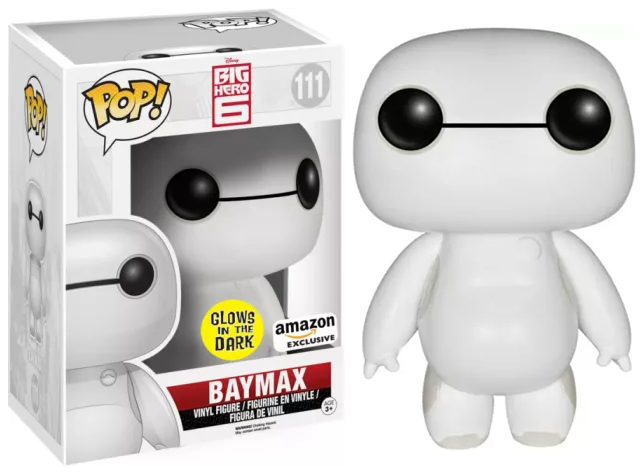 FUNKO POP! Vinyl Disney RARE Big Hero 6 #111 Baymax (GITD) (6in Super) [Amazon (Stickerless)] [VAULTED]