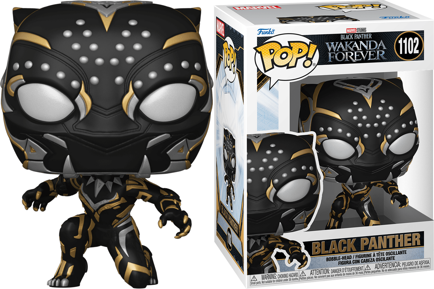 FUNKO POP! Vinyl Marvel RARE Black Panther Wakanda Forever #1102 Black Panther (Crouching) (Wakanda Forever) [VAULTED]