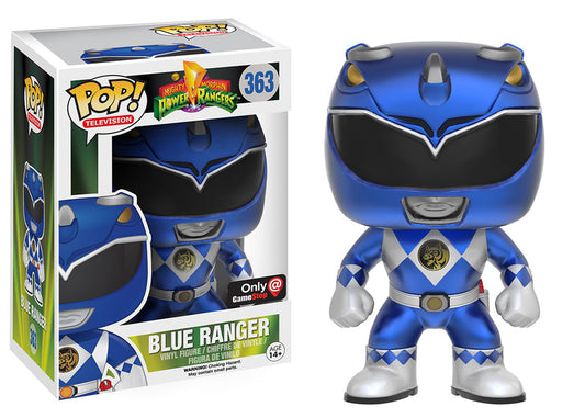 FUNKO POP! Vinyl Television RARE Mighty Morphin Power Rangers #363 Blue Ranger (Metallic) [GameStop (Stickerless)] [VAULTED]