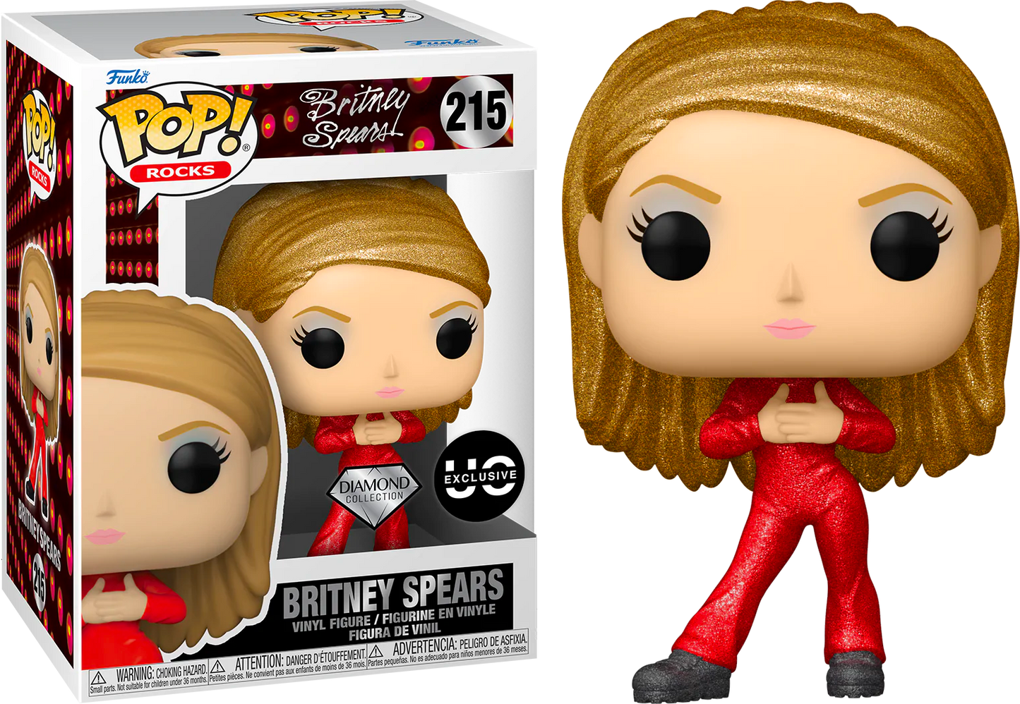 FUNKO POP! Vinyl Rocks RARE Britney Spears #215 Britney Spears (Catsuit) (Glitter) [Diamond Collection | Funko Special Edition] [VAULTED]