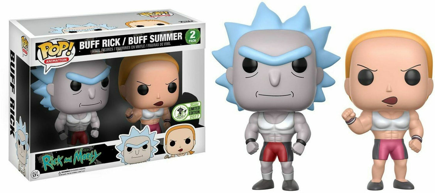 FUNKO POP! Vinyl Animation RARE Rick and Morty - Buff Rick / Buff Summer (2-Pack) [ECCC] [VAULTED]