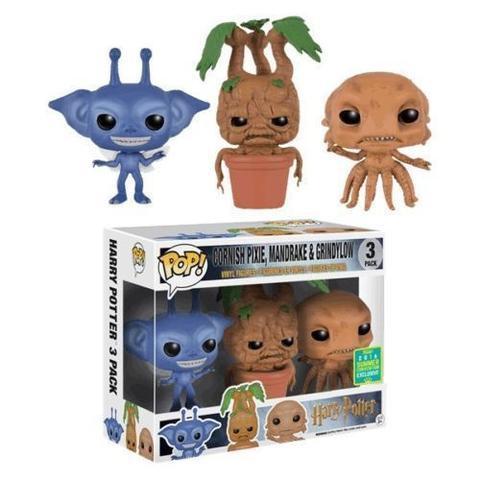 FUNKO POP! Vinyl Harry Potter RARE Cornish Pixie, Mandrake and Grindylow (3-Pack) [Summer Convention] [VAULTED]