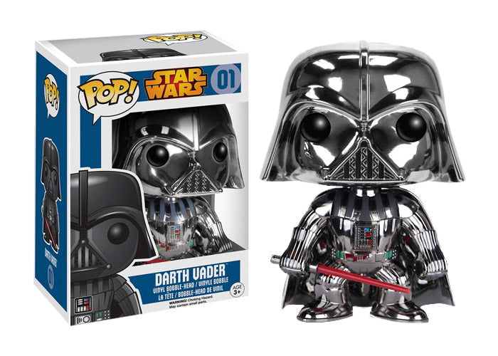 FUNKO POP! Vinyl Star Wars RARE #01 Darth Vader (Chrome) [Hot Topic (Stickerless)] [VAULTED]