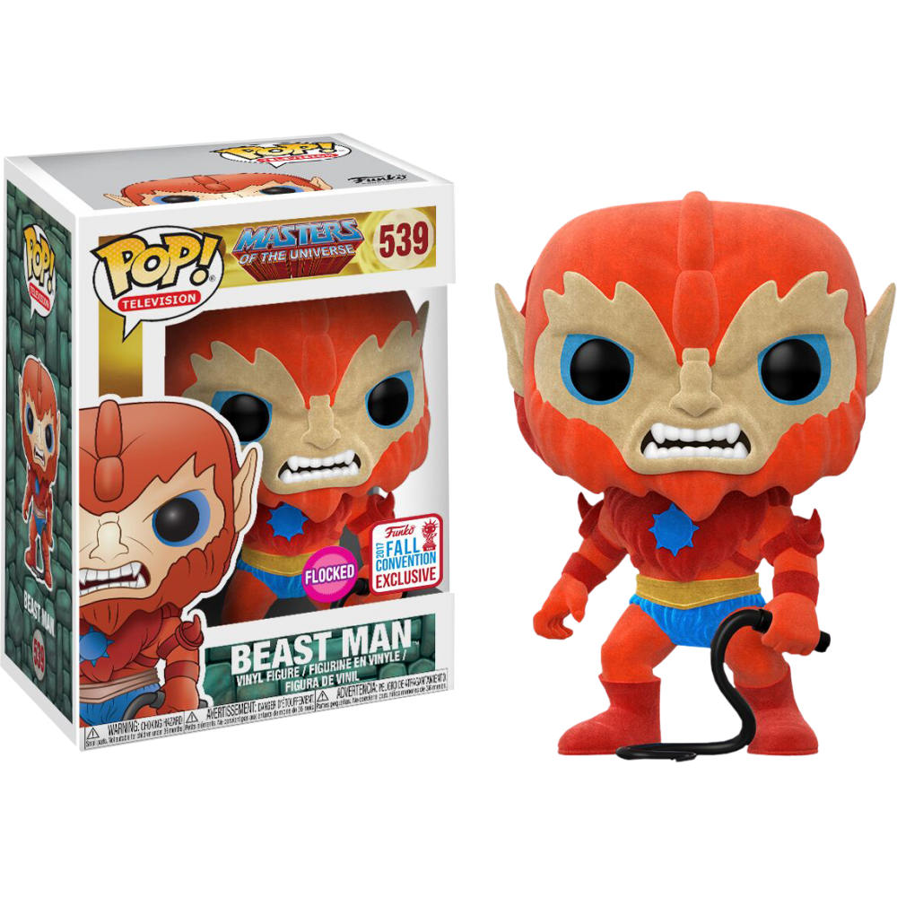 FUNKO POP! Vinyl Television RARE He-Man Masters Of The Universe #539 Beast Man (Flocked) [Fall Convention] [VAULTED]