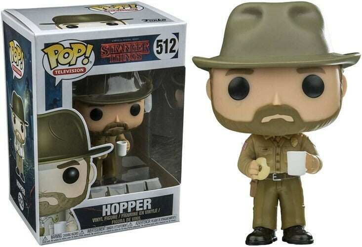 FUNKO POP! Vinyl Television RARE Stranger Things #512 Hopper w/ Donut [VAULTED]