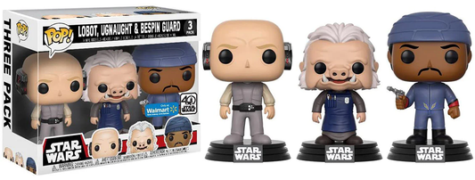 FUNKO POP! Vinyl Bobble-Head Star Wars RARE Lobot, Ugnaught & Bespin Guard (3-Pack) [Walmart (Stickerless)] [VAULTED]