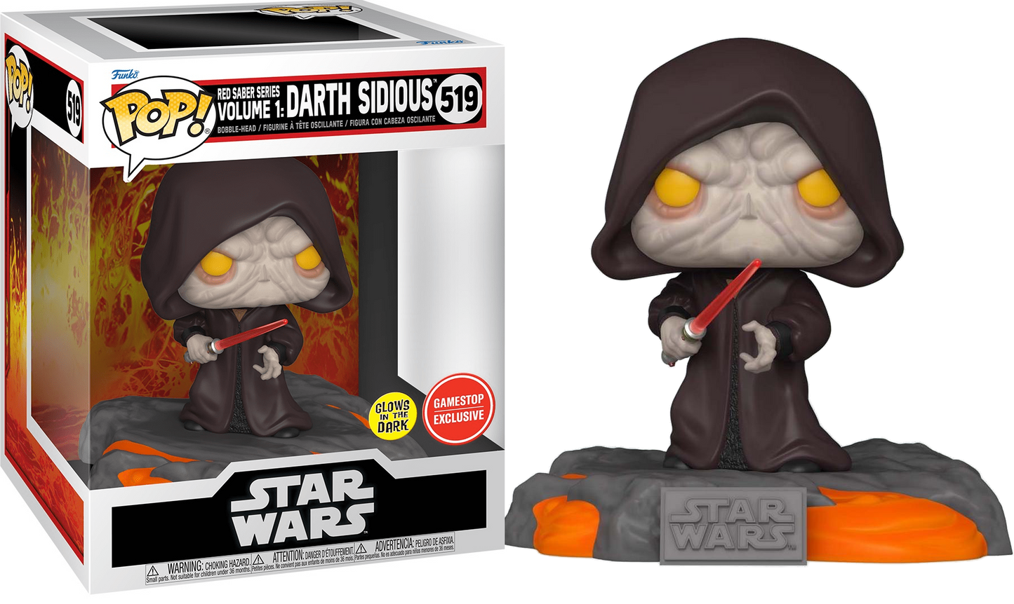 FUNKO POP! Bobble-Head RARE Star Wars #519 Red Saber Series Volume 1: Darth Sidious (GITD) [Funko Special Edition] [VAULTED]