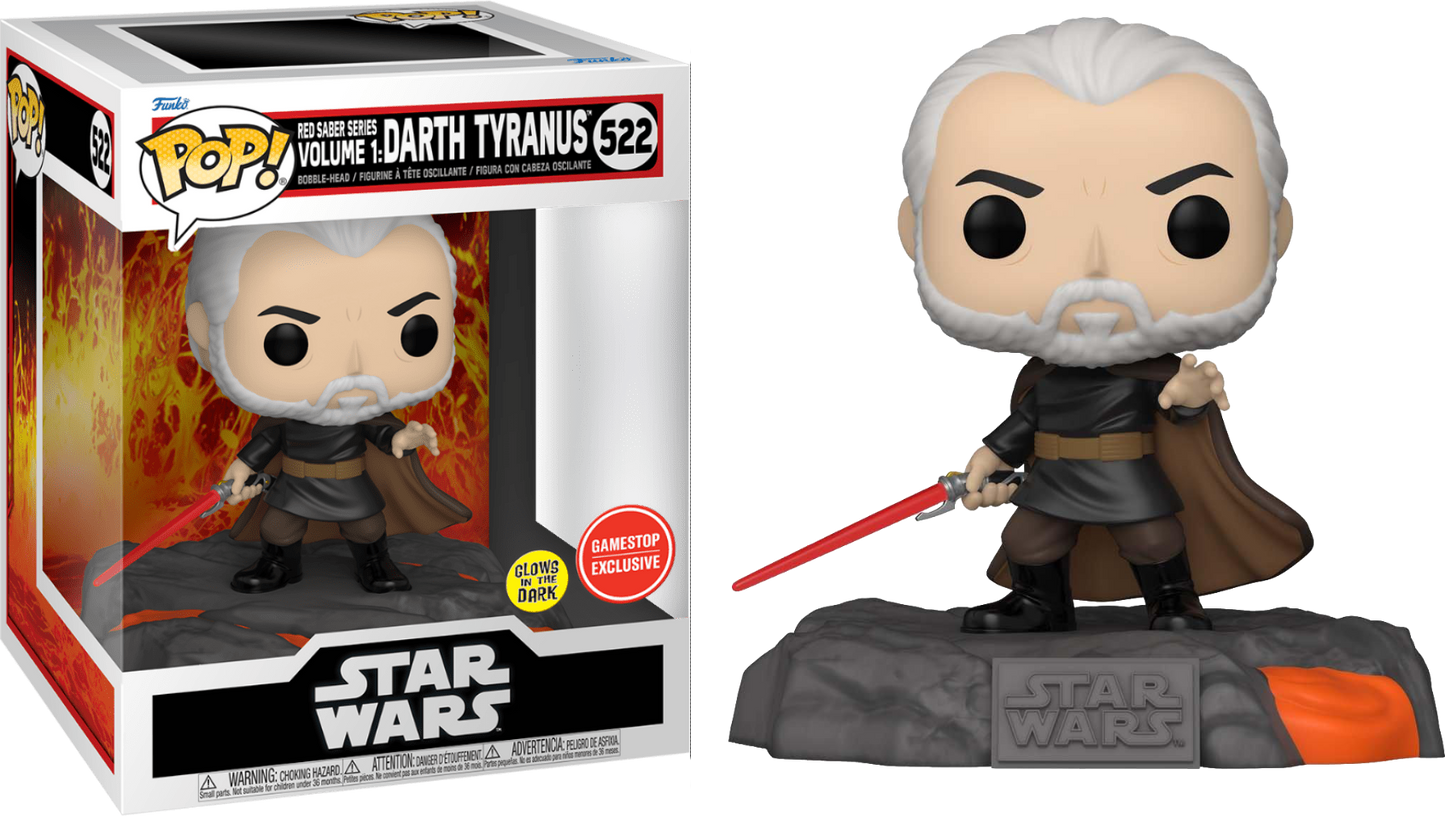 FUNKO POP! Bobble-Head RARE Star Wars #522 Red Saber Series Volume 1: Darth Tyranus (GITD) [Funko Special Edition] [VAULTED]