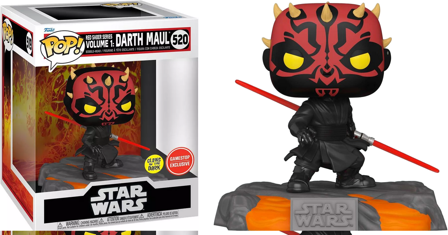 FUNKO POP! Bobble-Head RARE Star Wars #520 Red Saber Series Volume 1: Darth Maul (GITD) [Funko Special Edition] [VAULTED]